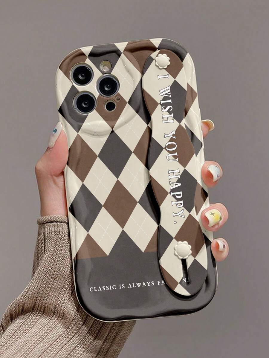 1 Stück modisches stoßfestes Handyhülle mit Armband Design und Ständer, kompatibel mit Apple & Samsung Serien - Verschiedenfarbig - Übersicht 1