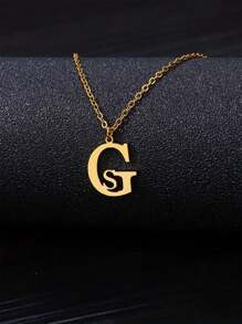 Customized Double English Letter Necklace, Stainless Steel Necklace, Customized Initial Letter Pendant Necklace For Female Couple Jewelry Minimalist Handmade Birthday Gift Christmas Gift Valentine's Day Gift For Girlfriend And Boyfriend