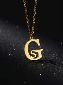 Customized Double English Letter Necklace, Stainless Steel Necklace, Customized Initial Letter Pendant Necklace For Female Couple Jewelry Minimalist Handmade Birthday Gift Christmas Gift Valentine's Day Gift For Girlfriend And Boyfriend