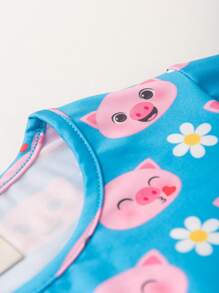 Girls' Hawaii Bikini Set Long Sleeve UV Protection 50+ Little Pigs - 藍色 - 查看 2