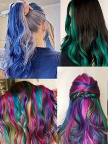 5/10 piezas Extensiones de pelo blancas con clips, 20 pulgadas de largo, rizado y ondulado, extensiones sintéticas con clips para Halloween, cosplay, fiesta de disfraces, Navidad, Año Nuevo, regalo para mujeres y niñas (blanco y negro) - Blanco - Ver 10