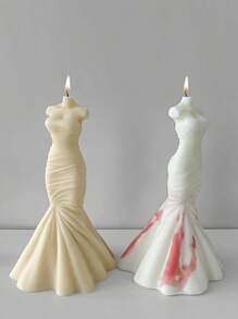 1pc Bandeau Dress Mold, Wedding Dress Aroma Candle DIY Crafts, Wedding Ceremony Gift, Romantic Proposal Silicone Mold - White - View 4