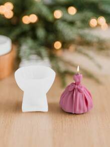 1pc Bandeau Dress Mold, Wedding Dress Aroma Candle DIY Crafts, Wedding Ceremony Gift, Romantic Proposal Silicone Mold - White - View 3