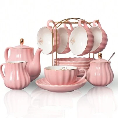 Sweejar Home Porcelain Tea Set Royal Family 225 Ml To Cups And Saucers With Teapot Milk Jug Ceramic Tea And Coffee Cups