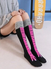 1 Pair Novelty Unisex Chicken Claw Design Knee-High Socks, Fun Cartoon Anime Socks, Cute Gift For Boyfriend, Fall - Multicolor - View 13