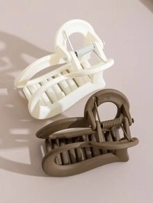 4 件装女士哑光空心心形发夹，优雅简约设计发饰适合日常造型（深色/浅色随机） - 彩色 - 查看 4