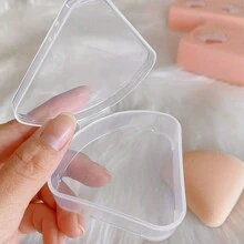1/3/5 chiếc hộp đựng/hộp đựng mút trang điểm hình tam giác trong suốt, hộp đựng mút trang điểm cầm tay nhỏ gọn - Trong sáng - Xem 3