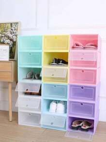 Estuche de plástico plegable para zapatos, Caja apilable transparente gruesa, Organizador a prueba de polvo, 6 pz - Multicolor - Ver 5