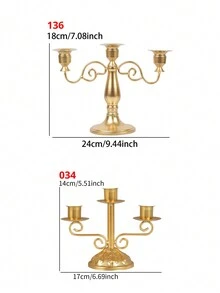 1 件铁艺创意三头烛台适用于婚礼派对、烛光晚餐装饰、客厅家居装饰、房间装饰、宴会派对装饰 - 彩色 - 查看 3