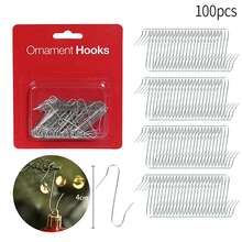 100 件圣诞装饰挂钩 - 坚固的金属线，多种颜色（银色、金色、红色、绿色）可供选择，适合圣诞树和节日派对装饰最佳礼物 - 彩色 - 查看 6