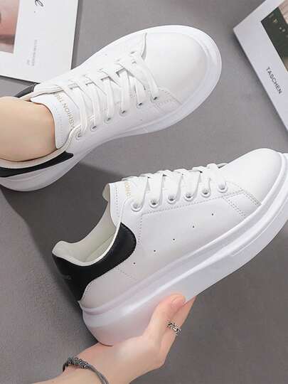 Zapatillas de deporte para exteriores, versión coreana de suela gruesa, modernas y versátiles, transpirables, deportivas y de ocio, zapatos blancos