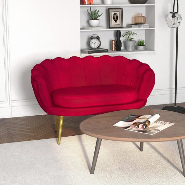 HOMCOM Divano Vintage 2 Posti in Stile Industrial Chic, Divanetto Francese per Ingresso in Velluto, 130x77x77cm