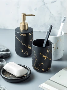 北歐輕奢大理石紋陶瓷漱口杯子刷牙杯牙刷杯托盤款洗手間洗漱四件套裝衛浴用品-家居禮品衛浴旅行禮物-牙杯-漱口杯-船型肥皂盒-乳液瓶-沐浴露瓶-洗髮水瓶-分格牙刷杯-整潔收納-按壓設計沐浴洗髮瓶油墊式吸管設計-洗髮精瓶-分格牙刷杯-整潔收納-按壓設計沐浴洗髮精瓶油管式吸管設計-無毛邊毛邊小屋