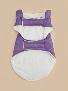 1 chiếc áo khoác đệm cho thú cưng màu trơn có móc và vòng, thiết kế đơn giản, ấm áp và chống gió, dành cho chó vào mùa thu/đông - Màu tím - Xem 4