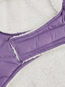 1 chiếc áo khoác đệm cho thú cưng màu trơn có móc và vòng, thiết kế đơn giản, ấm áp và chống gió, dành cho chó vào mùa thu/đông - Màu tím - Xem 5