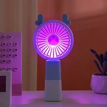 Portable Mini Handheld Table Fan Rechargeable USB LED With Cable - 彩色 - 查看 2