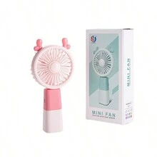 Portable Mini Handheld Table Fan Rechargeable USB LED With Cable - 彩色 - 查看 4