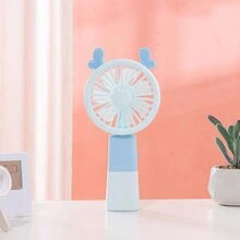 Portable Mini Handheld Table Fan Rechargeable USB LED With Cable - 彩色 - 查看 5