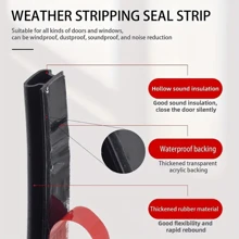 6m Roll 9*6MM TPE Windproof And Sound Insulation Self-Adhesive Anti-Theft Door Seal Strip, Luxury Solid Color Arched Door Gap Sealing Strip Which Can Be Cut Easily And Has Good Viscosity