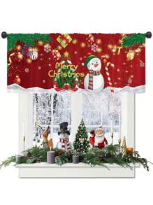 1 tấm rèm cửa nhà bếp họa tiết người tuyết Giáng sinh, trang trí cửa sổ dạng thanh treo Giáng sinh thích hợp cho phòng khách, phòng ngủ, phòng tắm, trang trí nhà cửa, sử dụng quanh năm - Nhiều màu - Xem 1