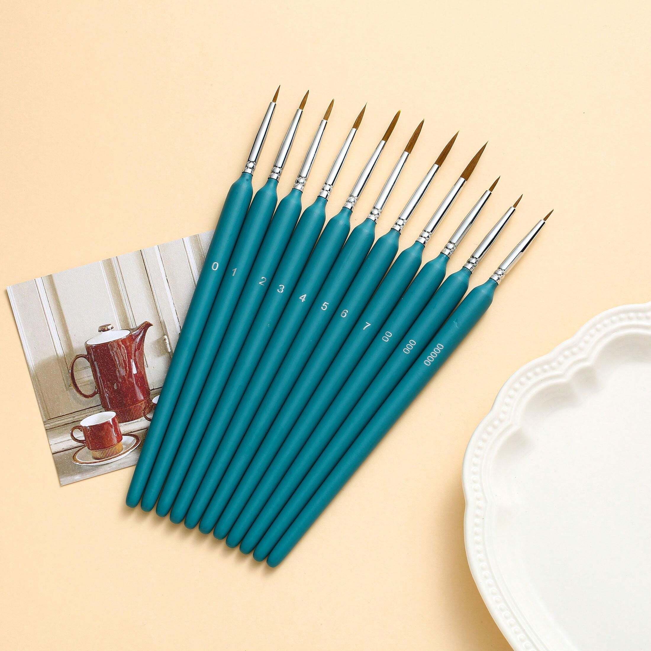 11pcs Detail Paint Brushes Extra Fine Tips Professional Miniature