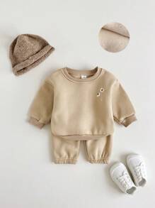 花卉印花嬰童（女）套裝 - 棕色 - 查看 2