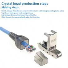 Tool-Free Shielded Ethernet Cable, CAT7 Gigabit RJ45 Connector, Supports POE - Blue - View 6