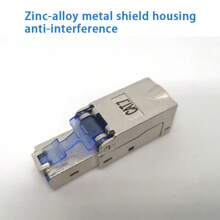 Tool-Free Shielded Ethernet Cable, CAT7 Gigabit RJ45 Connector, Supports POE - Blue - View 2