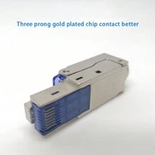 Tool-Free Shielded Ethernet Cable, CAT7 Gigabit RJ45 Connector, Supports POE - Blue - View 3