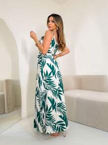Floral Pleated Summer Dress - 綠色 - 查看 2
