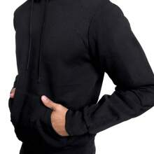 Sudadera Para Hombre Casual Con Gorro - Negro - Ver 3