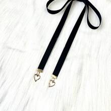 Mặt dây chuyền hình trái tim nơ đen phụ kiện trang trí áo sơ mi - mặt dây chuyền tình yêu nơ - Xem 3