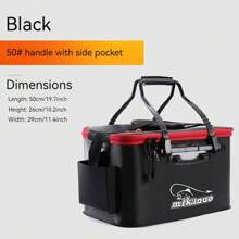 1个便携式可折叠EVA钓鱼桶，活鱼盒，露营水容器，钓具收纳袋，多功能可折叠钓鱼桶（不含气泵）