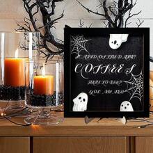 1 Piece 3D Double Wooden Coffee Sign, Fun Halloween Theme "Fresh Boo Coffee", With Ghost Accent, Classic Home Decoration Style, Holiday Kitchen Logo With Bracket Best Gifts Birthday Halloween Decor Fall Decor Room Decor Autumn Decor - Multicolor - View 16