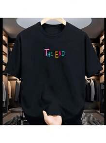 The End Women's Oversized T-Shirt 100% Cotton Casual Workout Top - 黑色 - 查看 1