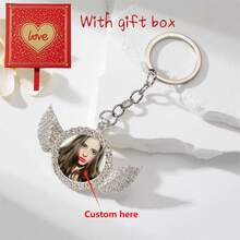 1 件天使之翼玻璃吊饰，简约优雅，铁质，水钻天使钥匙扣，特殊场合的纪念礼物，附赠礼品盒