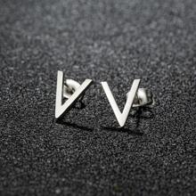 1 对朋克不锈钢耳钉女士日常珠宝女士几何麋鹿燕子芭蕾拼图莲花鸟耳钉可佩戴圣诞珠宝礼物 - 銀色 - 查看 8