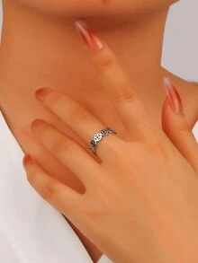 1 件 925 纯银镂空圆形硬币设计戒指，复古锈蚀风格男女通用时尚嘻哈朋克摇滚派对配饰 - 銀色 - 查看 4