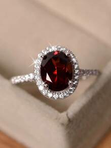 1個流行的酒紅色寶石女戒指 - 酒紅色 - 查看 1