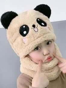 1pc Kids Plush Cute Ear Cartoon Beanie Hat, Ear Warmer & Scarf Combo Set, Suitable For Boys & Girls In Autumn/Winter - 1PC - View 3
