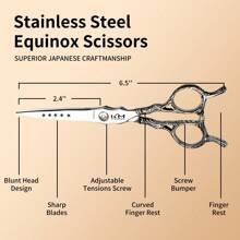 KIM JONG YI Professional 6.5-Inch Scissors, Suitable For Precise Cutting, Suitable For All Hair Types Without Holes, High-End Hairdressers, Hair Clippers And Thinning Shears, Stainless Steel Styling Tools For Salons And Homes, Can Be Used With Both Hands - Silver - View 3