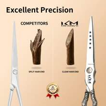 KIM JONG YI Professional 6.5-Inch Scissors, Suitable For Precise Cutting, Suitable For All Hair Types Without Holes, High-End Hairdressers, Hair Clippers And Thinning Shears, Stainless Steel Styling Tools For Salons And Homes, Can Be Used With Both Hands - Silver - View 8