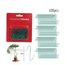100 件圣诞装饰挂钩 - 坚固的金属线，多种颜色（银色、金色、红色、绿色）可供选择，适合圣诞树和节日派对装饰最佳礼物 - 彩色 - 查看 12