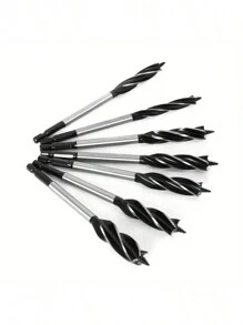 6pcs Professional 4 Slot Woodworking Drill Bit Drill Tool For Brick Plastic Cement Shingles,Tool Accessories - 黑色 - 查看 3