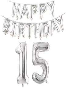 银色生日快乐数字字母铝箔气球成人生日派对装饰10 11 12 14 15 18 20 25 30 35 40 50岁60岁圣诞节 - 銀色 - 查看 24