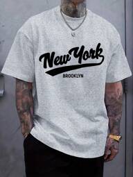 Men's Round Neck Short Sleeve Fashion Letter Print Casual T-Shirt