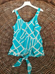 Faminina Tank Top With Wide Band Print, New Mada - 淺藍色 - 查看 2