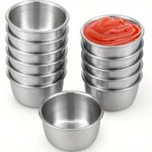 12个装不锈钢蘸酱碗，45毫升迷你可重复使用调味杯，适合家庭和餐厅使用，圣诞礼物 - 彩色 - 查看 2
