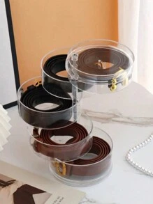 1 件旋转多层女士皮带收纳盒，透明展示盒，用于项链、手链等配饰 - 彩色 - 查看 3