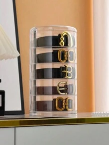 1 件旋转多层女士皮带收纳盒，透明展示盒，用于项链、手链等配饰 - 彩色 - 查看 4